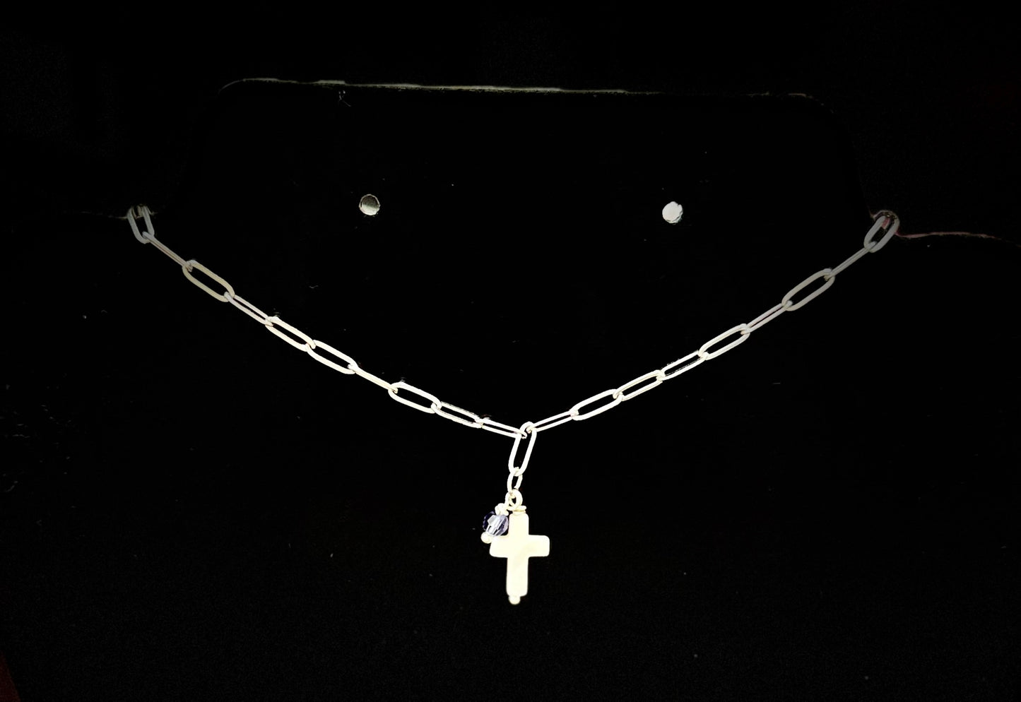 Stainless Steel Cross Pendant Purple Necklace