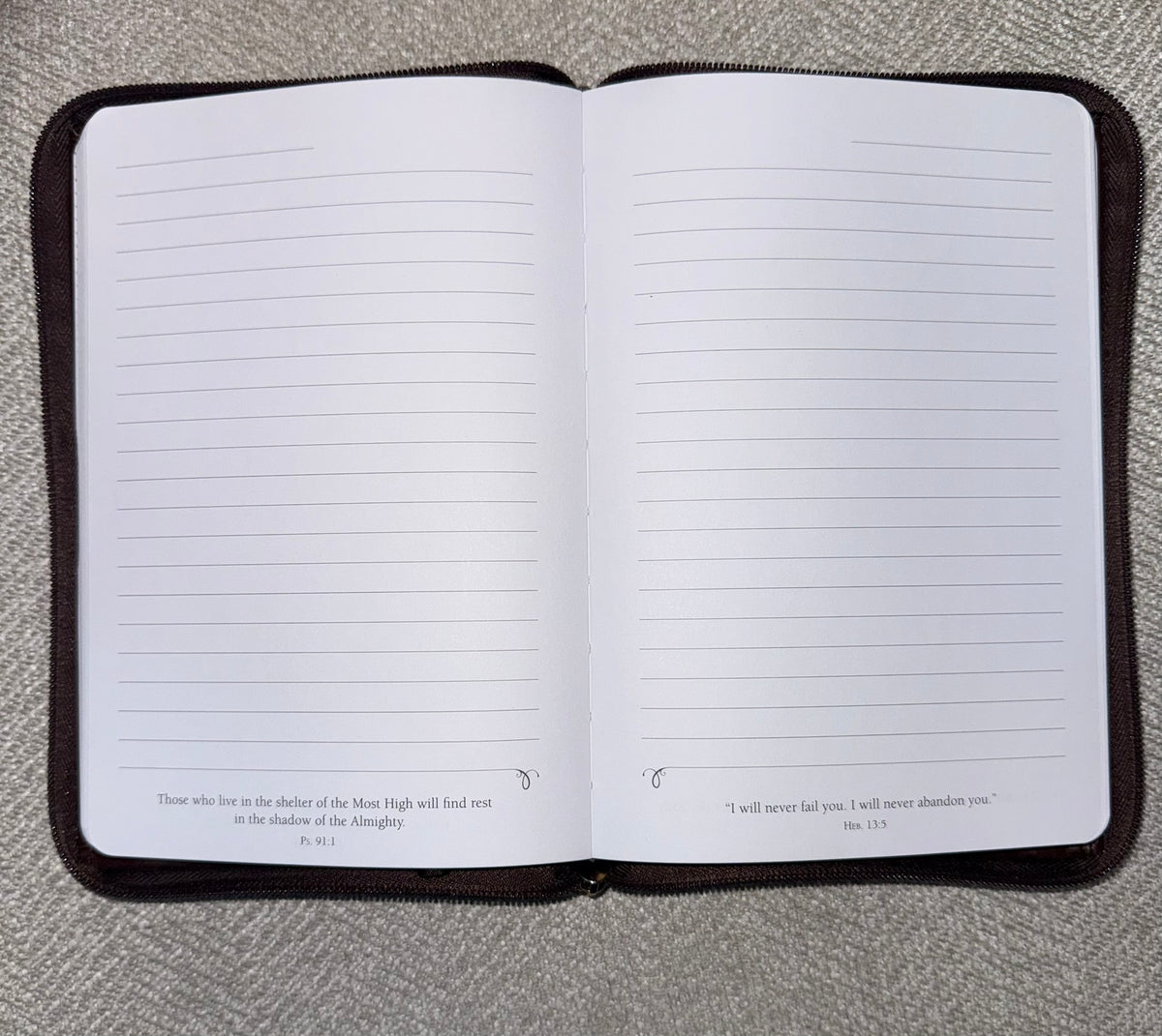 Brown PU Leather Zippered Psalm 118:14 Journal