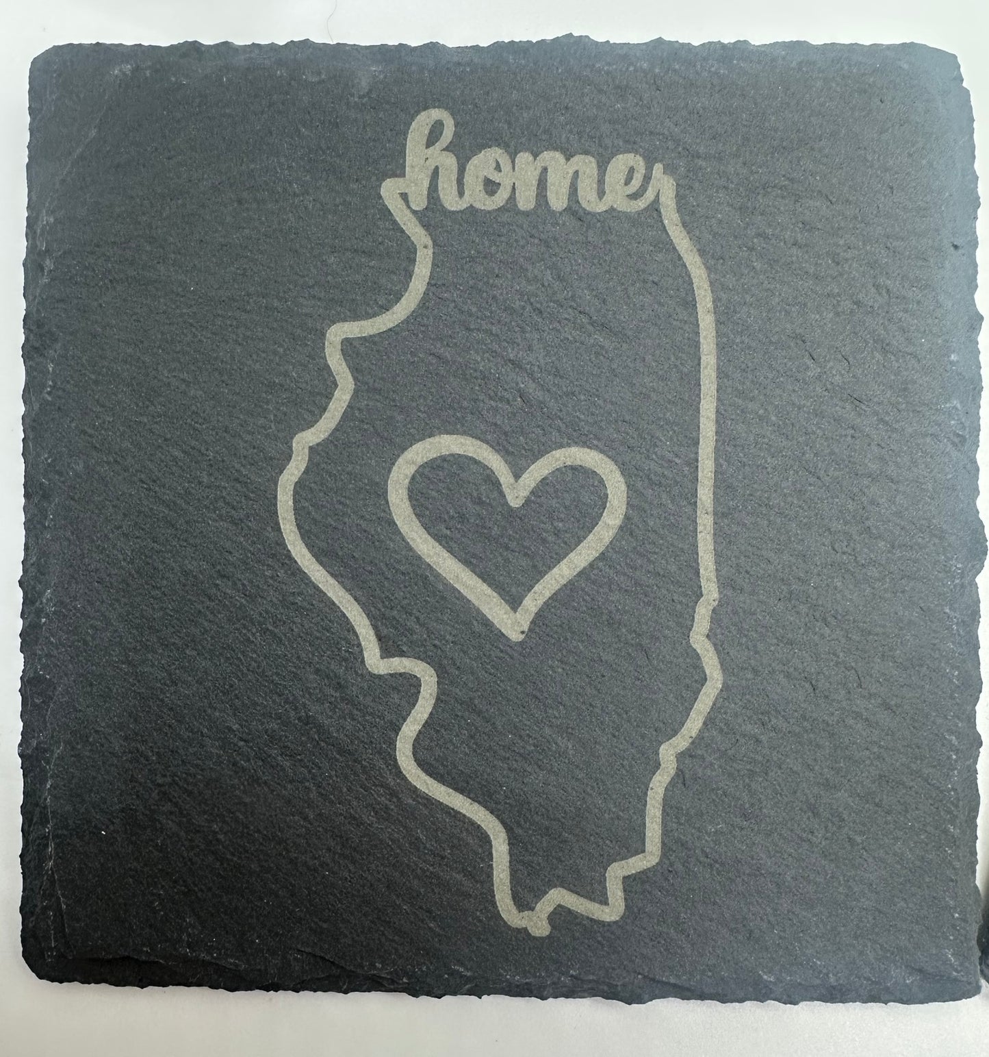 Custom Engraved State Slate Coaster Set with Holder