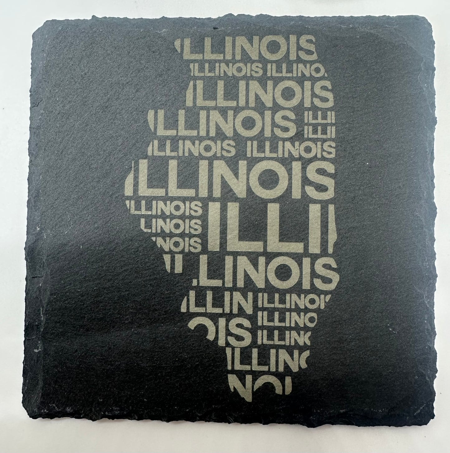 Custom Engraved State Slate Coaster Set with Holder
