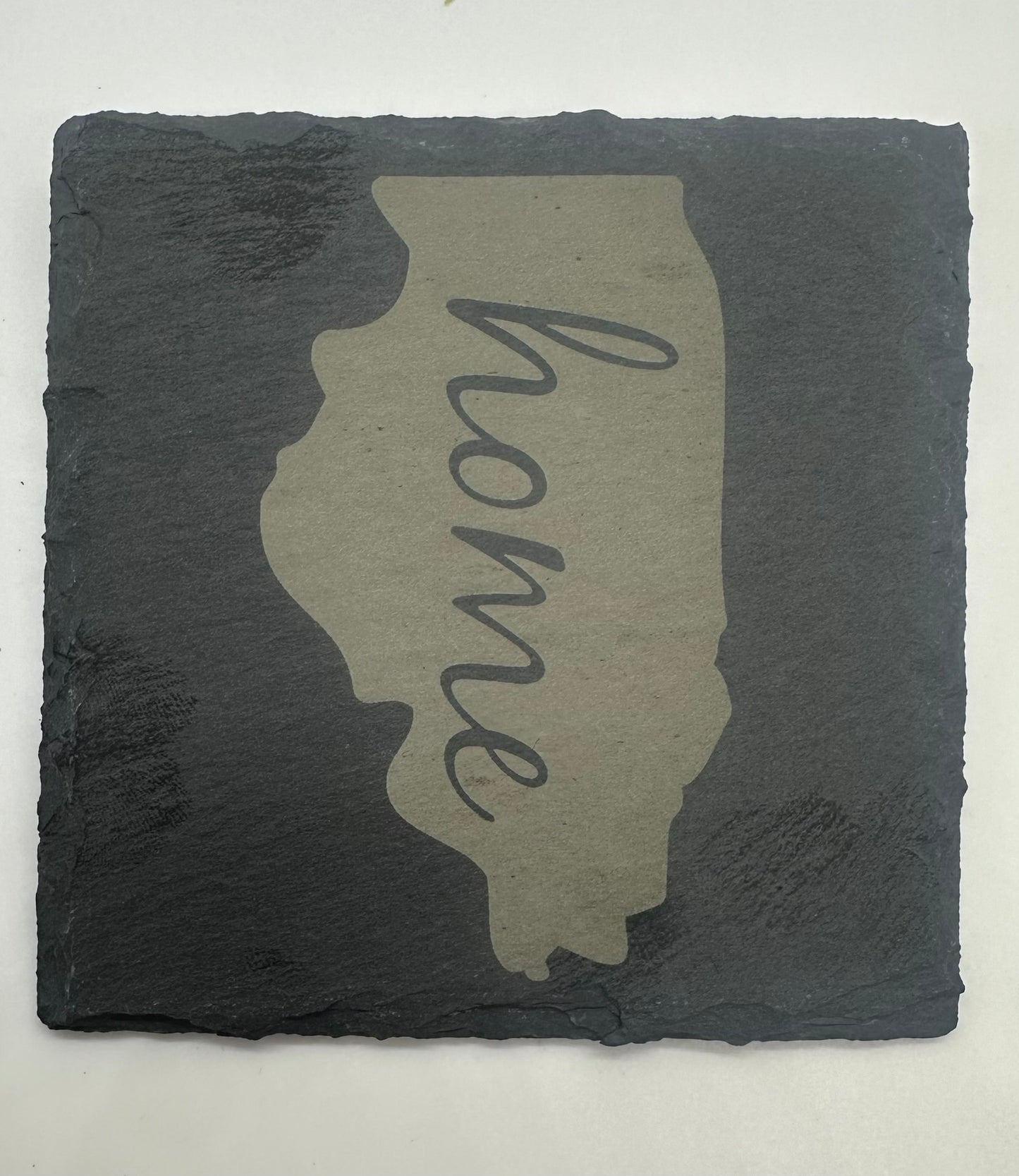 Custom Engraved State Slate Coaster Set with Holder