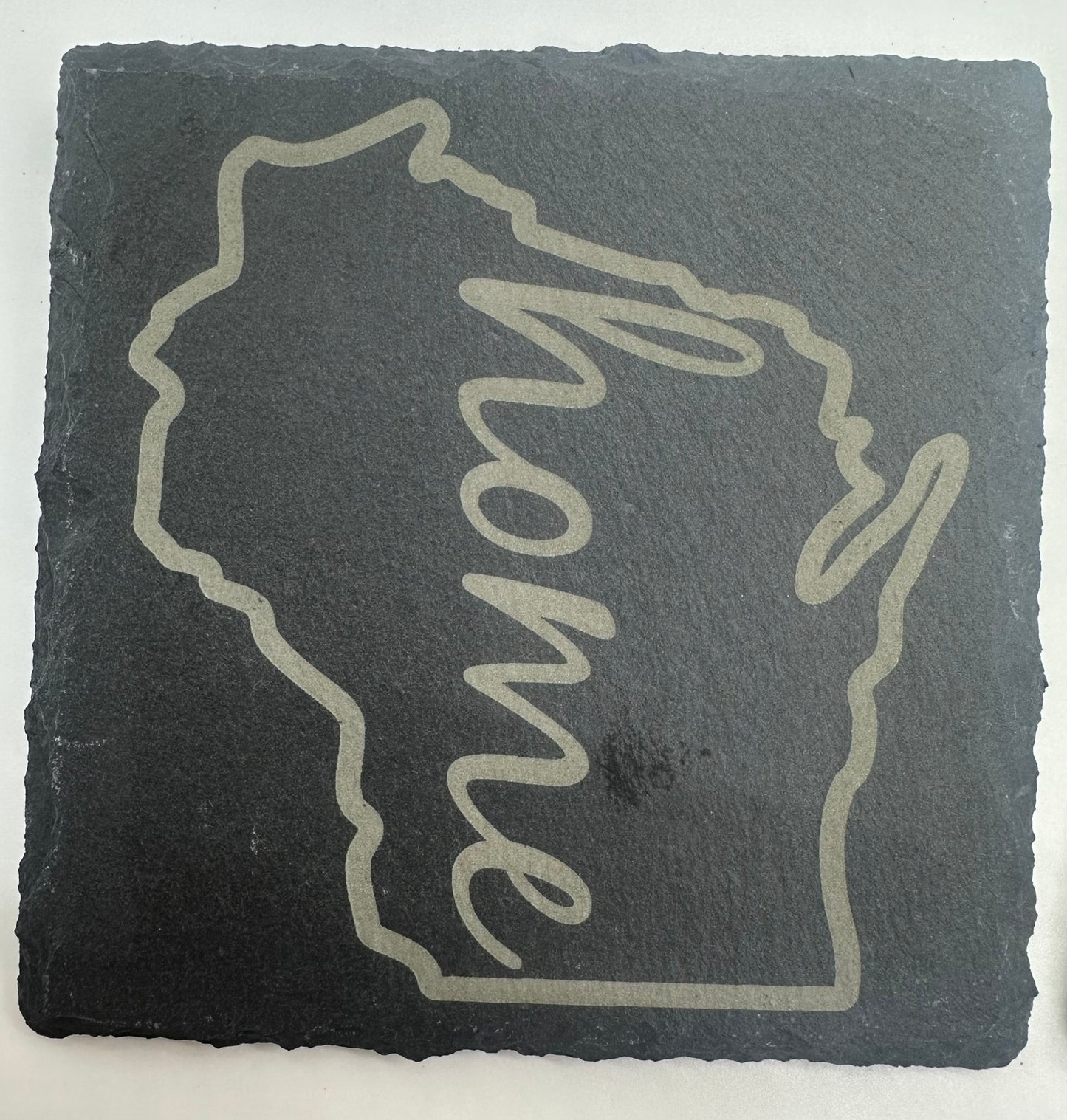 Custom Engraved State Slate Coaster Set with Holder