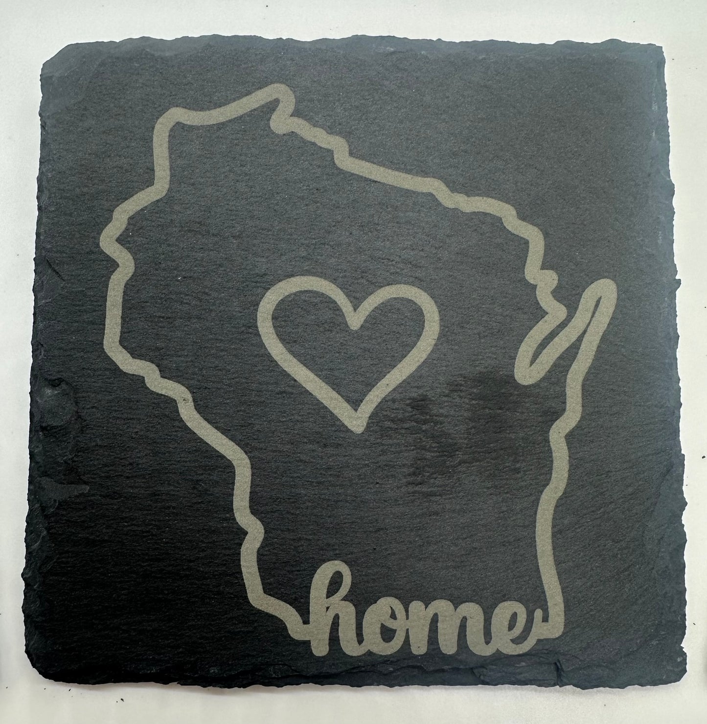 Custom Engraved State Slate Coaster Set with Holder