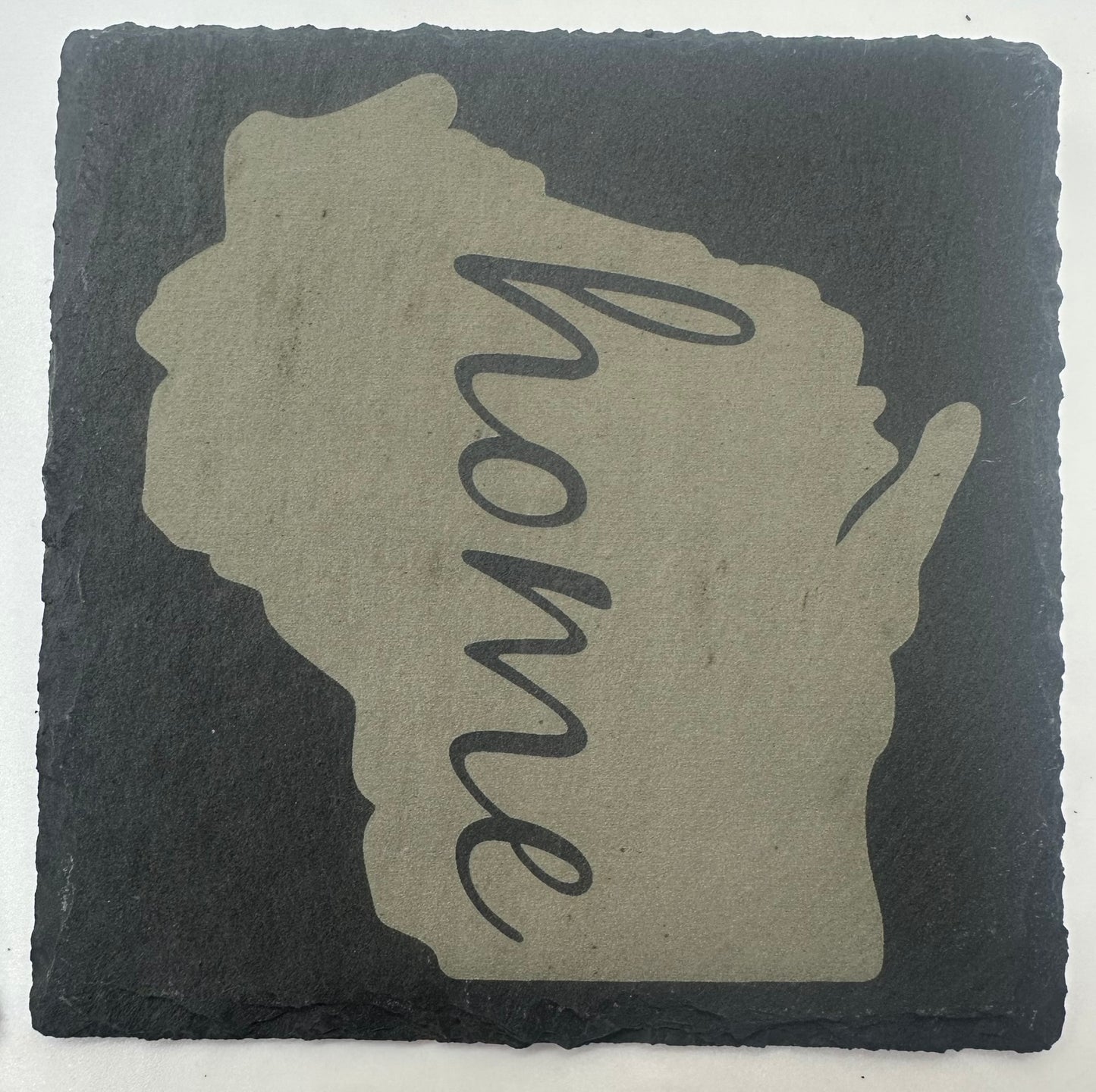 Custom Engraved State Slate Coaster Set with Holder