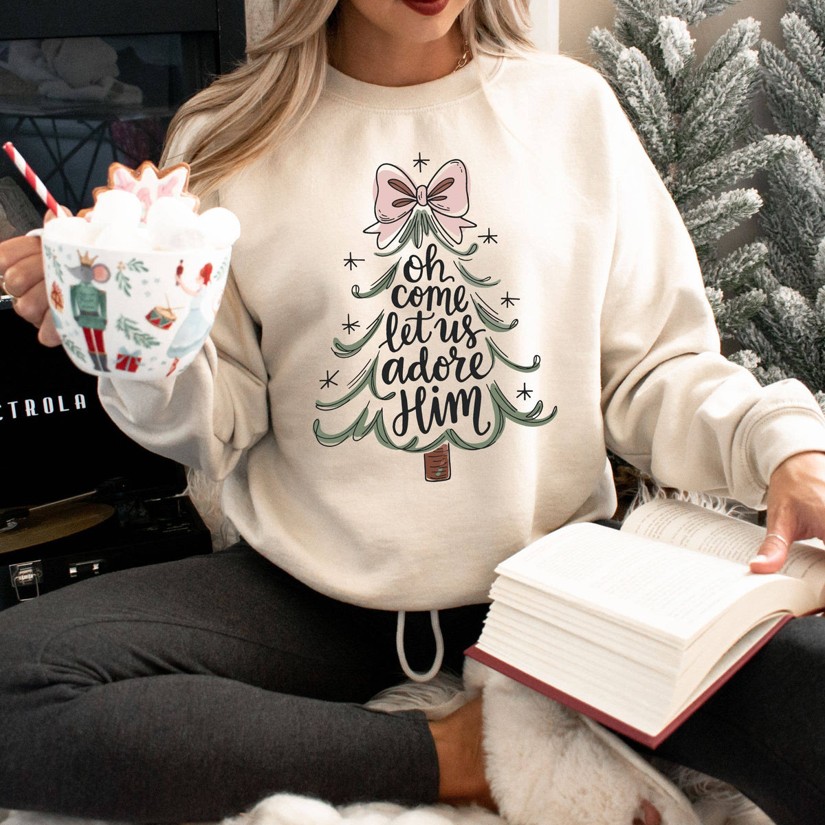 Oh Come Let Us Adore Him Christmas Sweatshirt