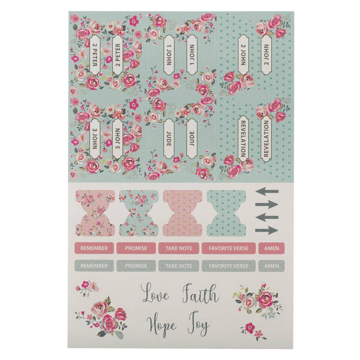 Bible Indexing Tabs Floral Pink & Teal