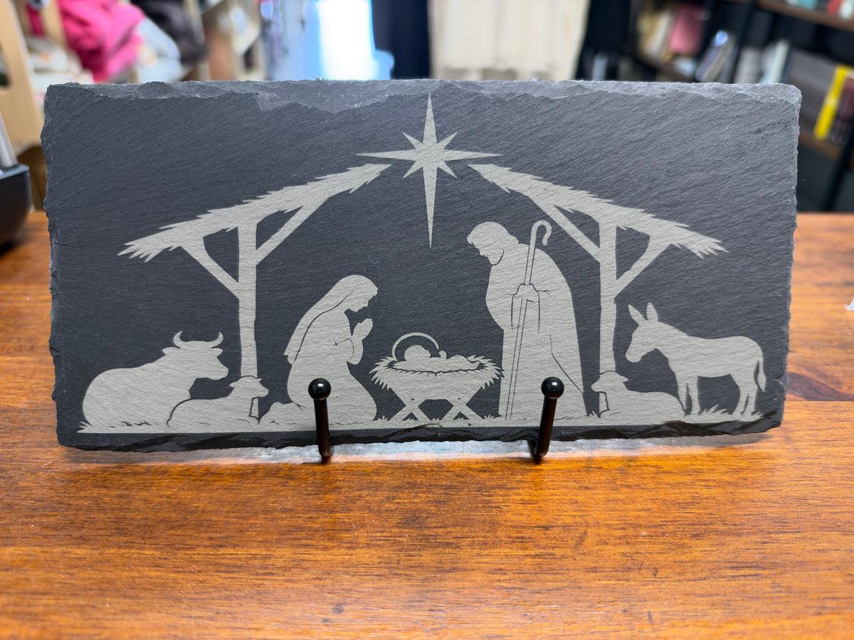 Custom Engraved Slate Nativity Scene