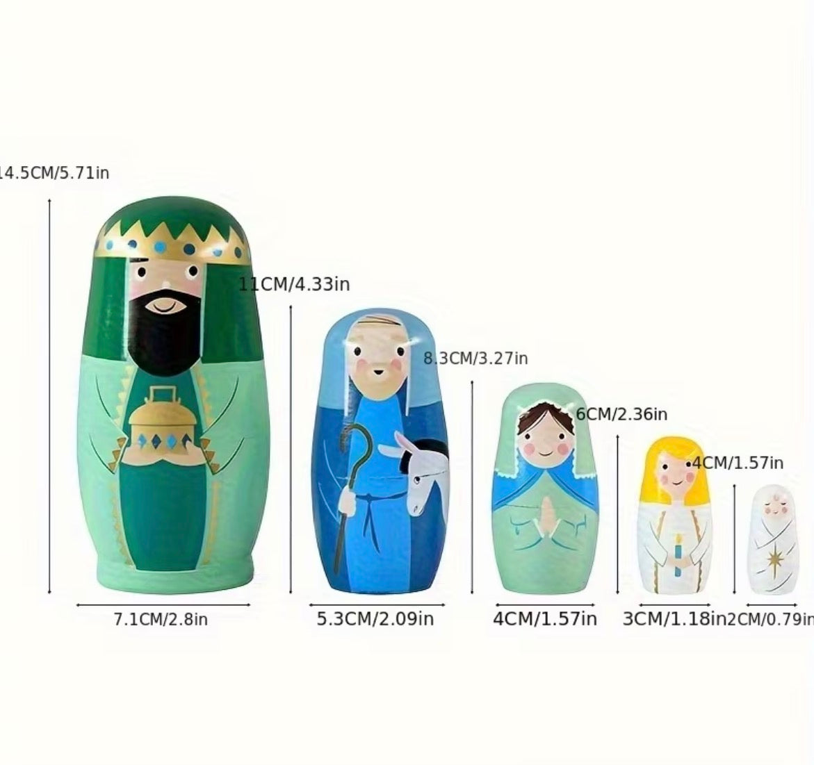 Wooden Nativity Nesting Dolls