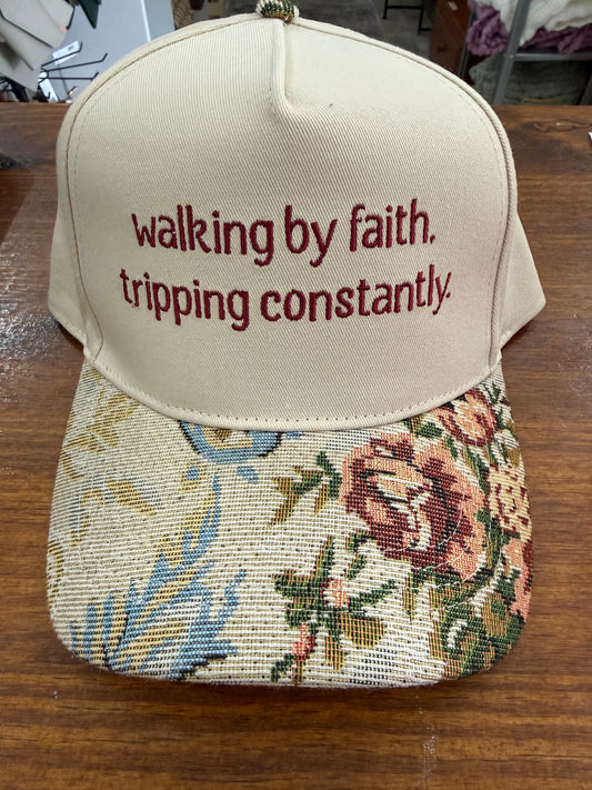 Quilted Stitch "Walking By Faith" Vintage Floral Hat