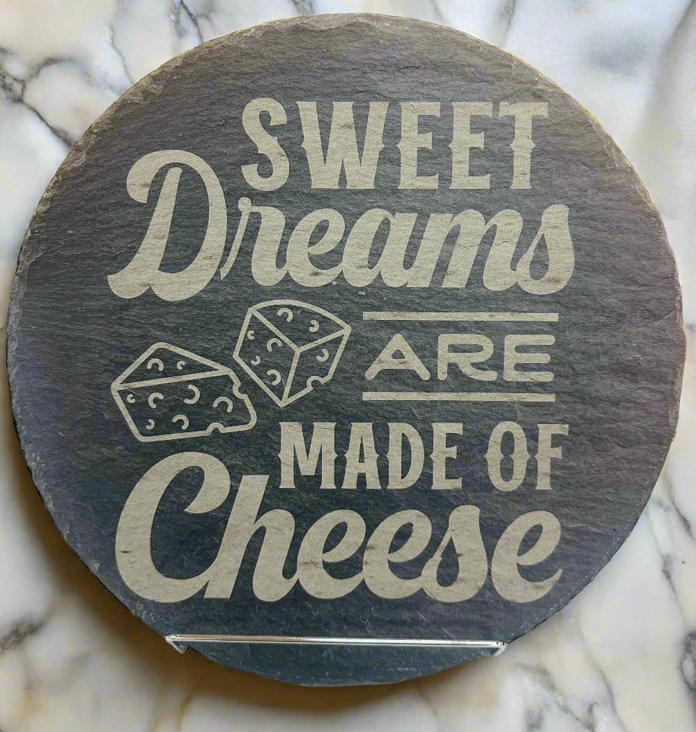 “Sweet Dreams” Slate Cheese Plate with 4 Slate Markers