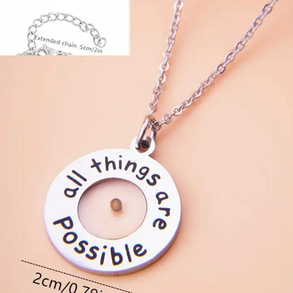Cute Stainless Steel “All Things Are Possible” Necklace