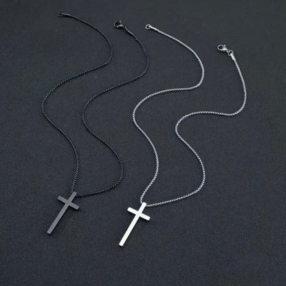 Men’s Titanium Steel Box Chain Cross Necklace