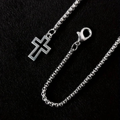 Stainless Steel Box Chain Cross Bracelet