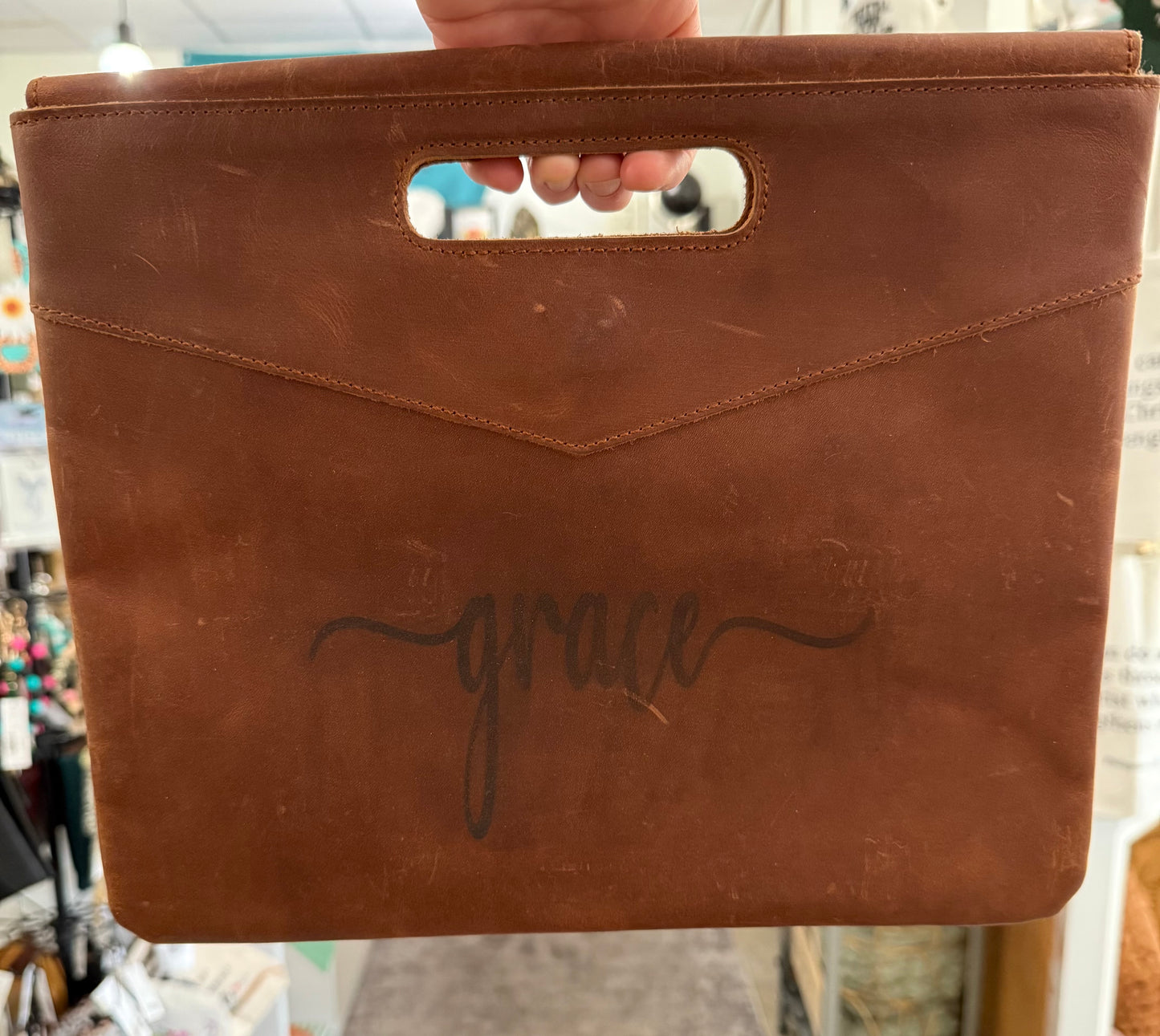 Genuine Leather “Grace” Engraved Portfolio Carry Case