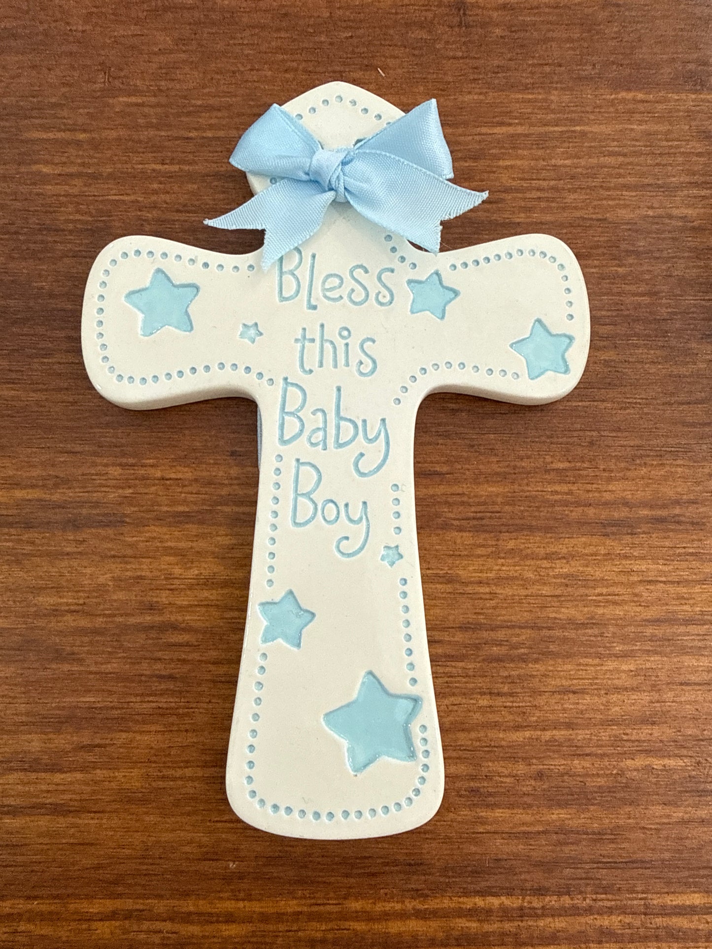 “Bless This Baby Boy” Ceramic Cross