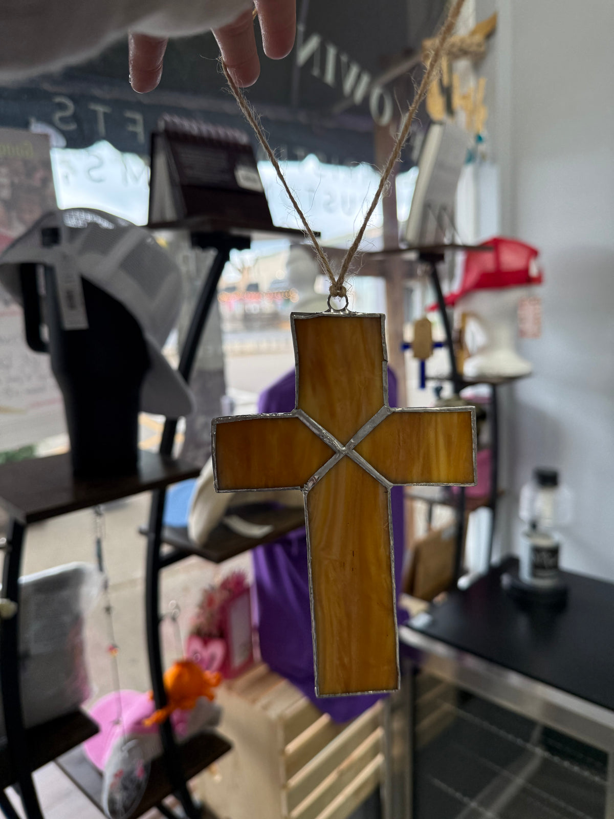 Kimberly Joann Large Custom Made Stain Glass Cross Decor