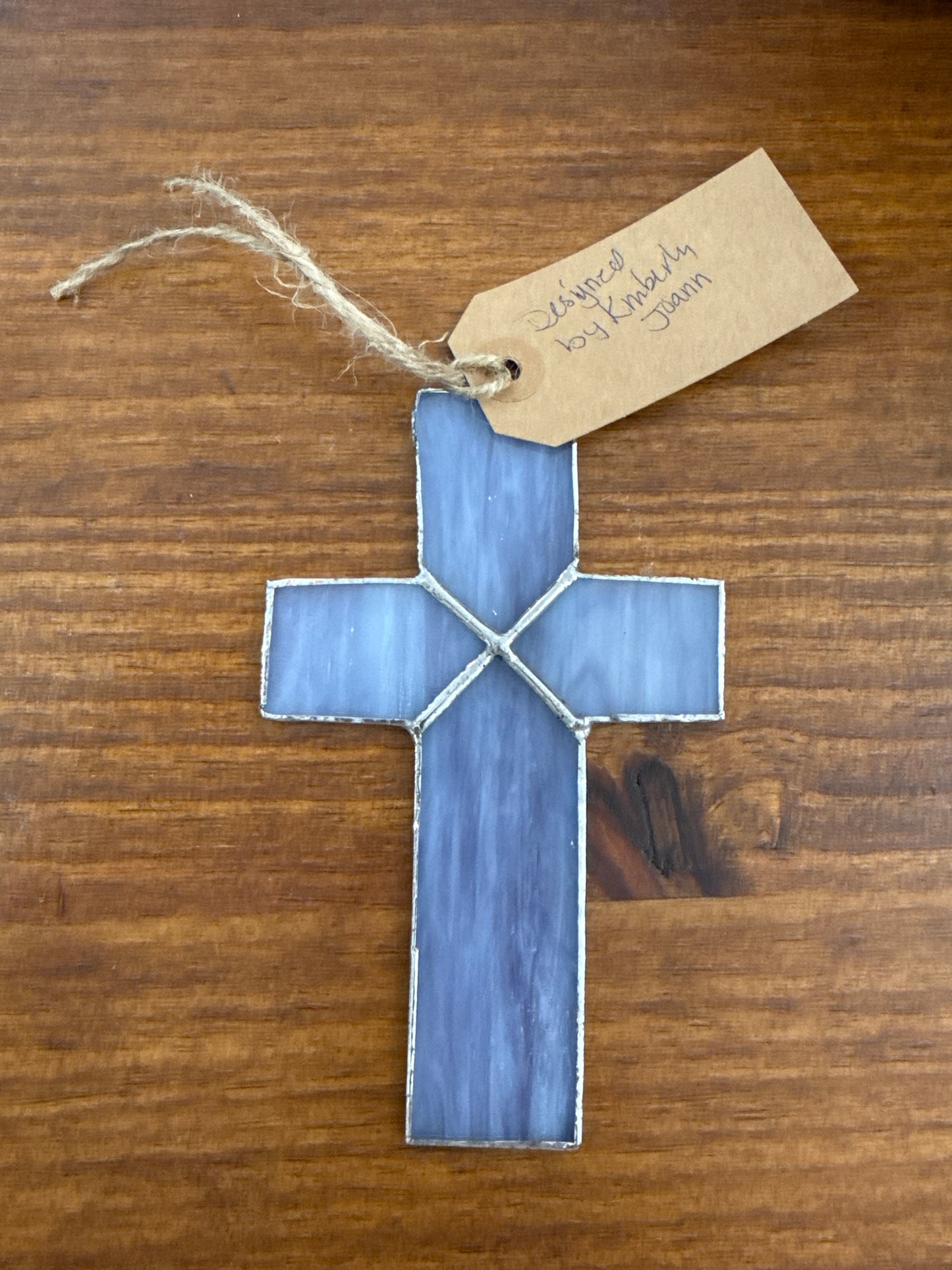 Kimberly Joann Blue Stain Glass Cross Decor
