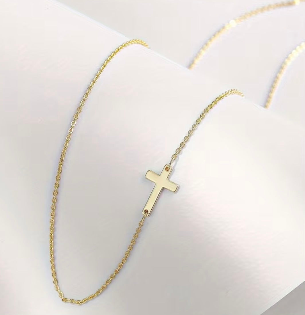 Cute Stainless Steel Collarbone Cross Necklace