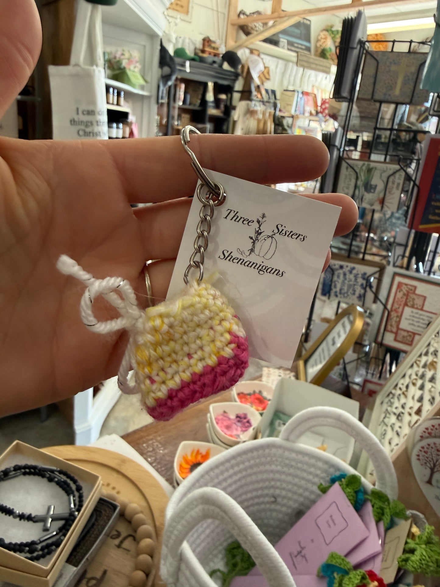 Three Sisters Shenanigans Crocheted Sneaker Keychain