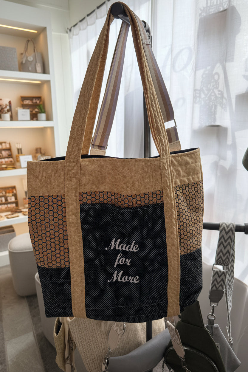 Quilted Stitch Handmade Custom Embroidered "Made for More" Weekend Bag