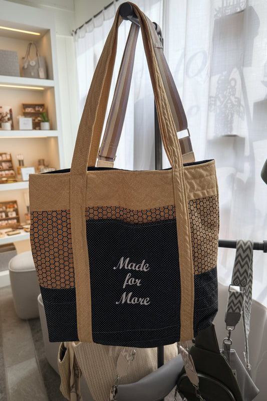 Quilted Stitch Handmade Custom Embroidered "Made for More" Weekend Bag