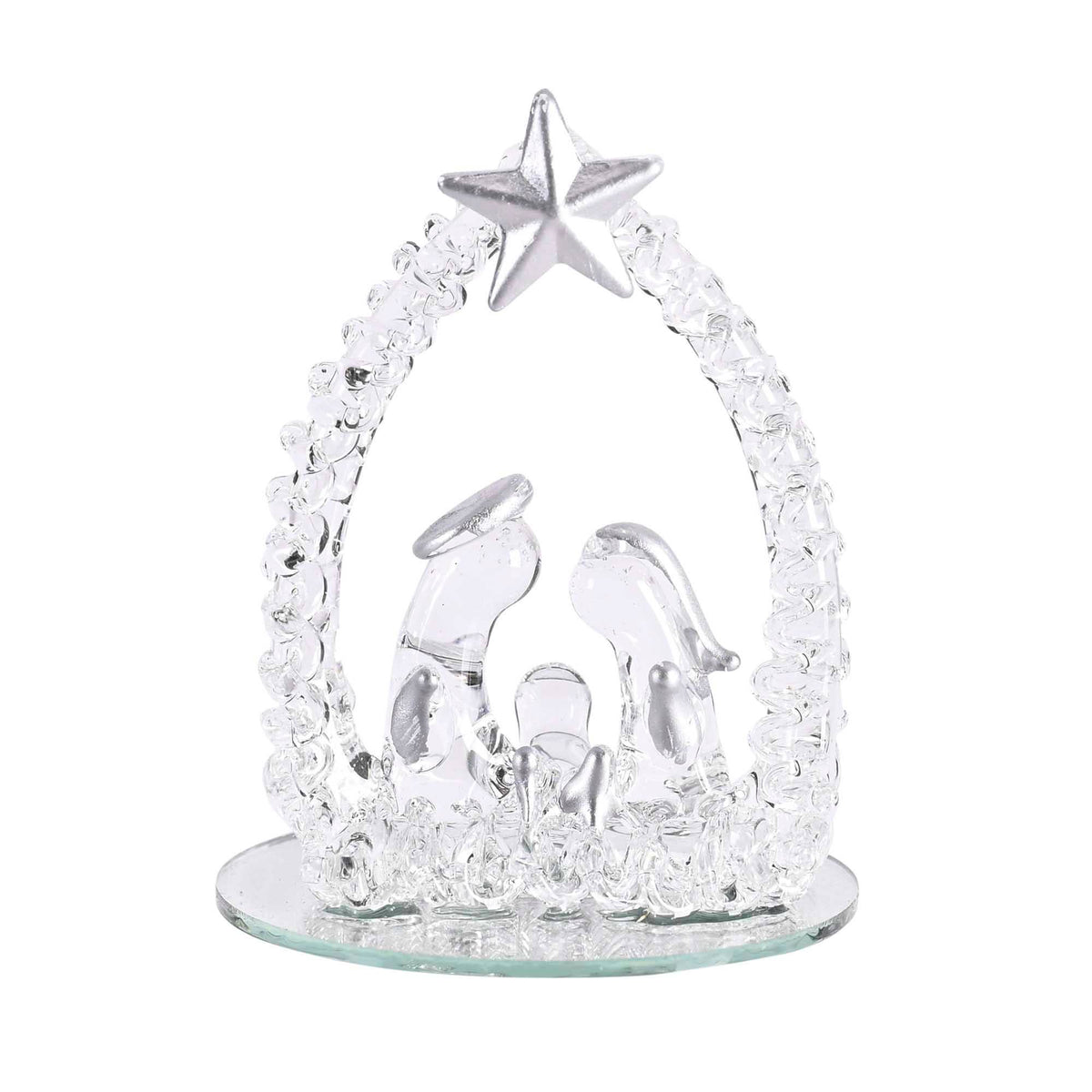 Holy Family Glass Tabletop Decor 3"