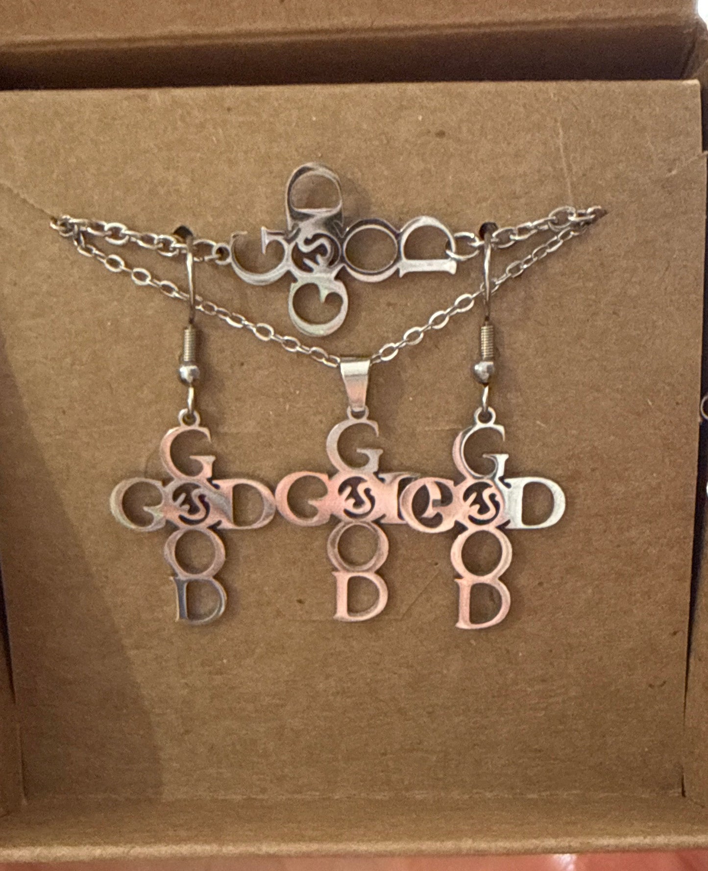 God is Good Cross Stainless Steel Jewelry Set