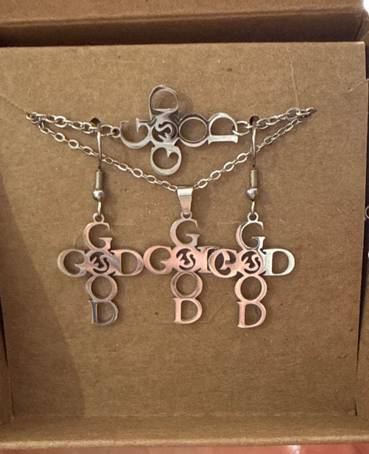 God is Good Cross Stainless Steel Jewelry Set