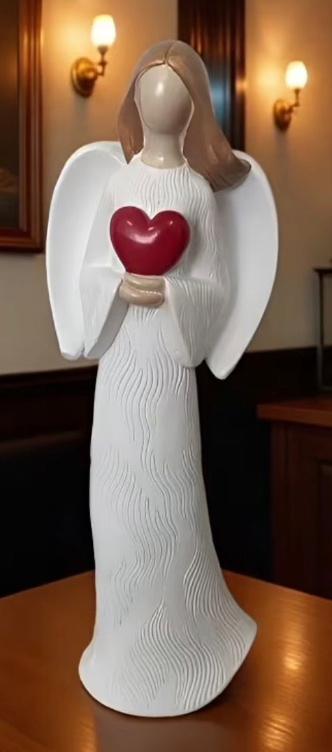Elegant Resin Angel with Heart Figure