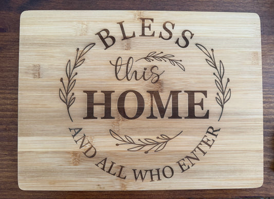 “Bless This Home” Engraved Cutting Board