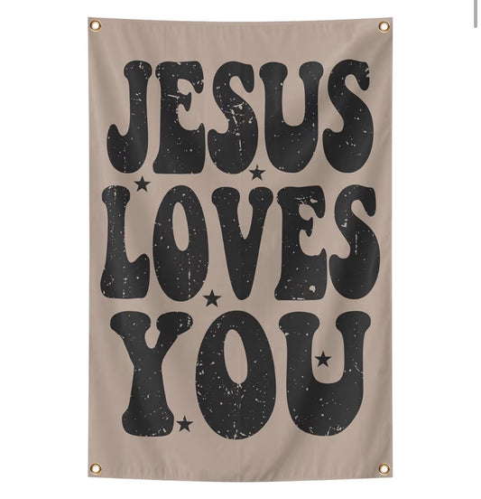 2’x3’ “Jesus Loves You” Vertical Tapestry Flag