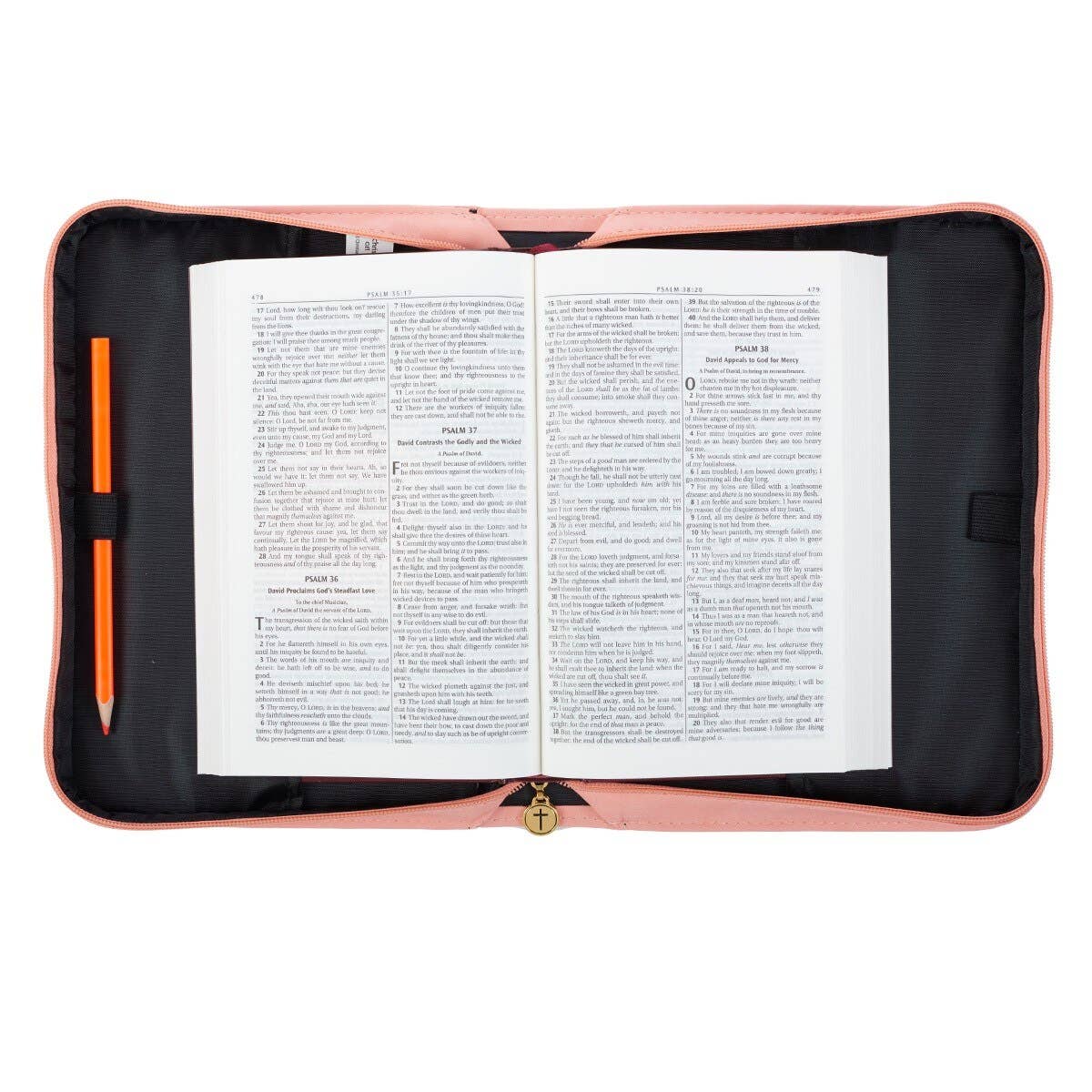 "He Works All Things for Good" Floral Vegan Leather Bible Cover XL