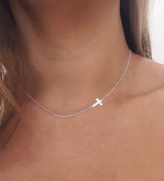 Cute Stainless Steel Collarbone Cross Necklace