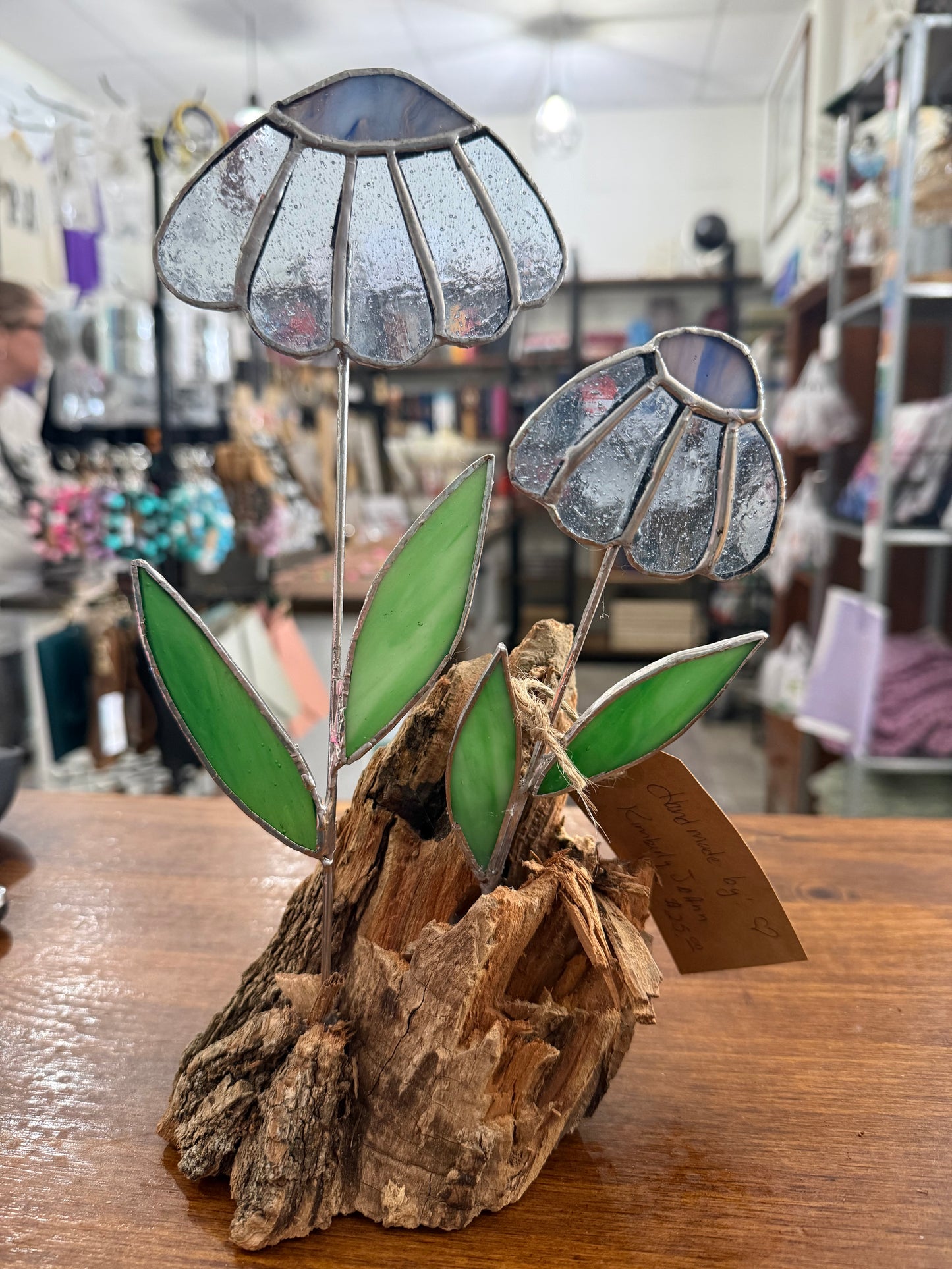 Kimberly Joann Stained Glass Log and Flower Decor