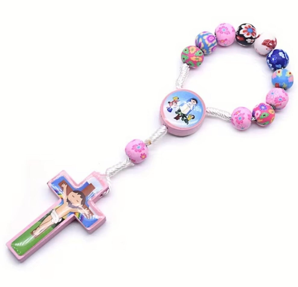 Boys and Girls Colorful Ceramic Bead Rosary Bracelet