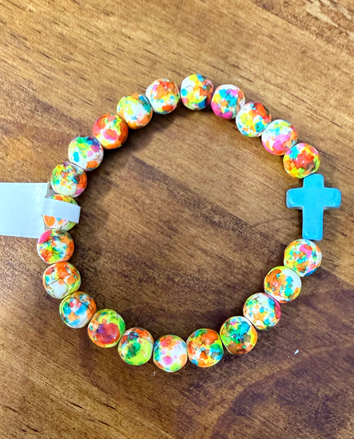 Colorful Bead Blue Cross Bracelet