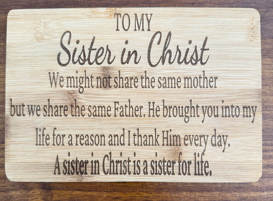 8.75x6” Sister in Christ Wood Wall Decor