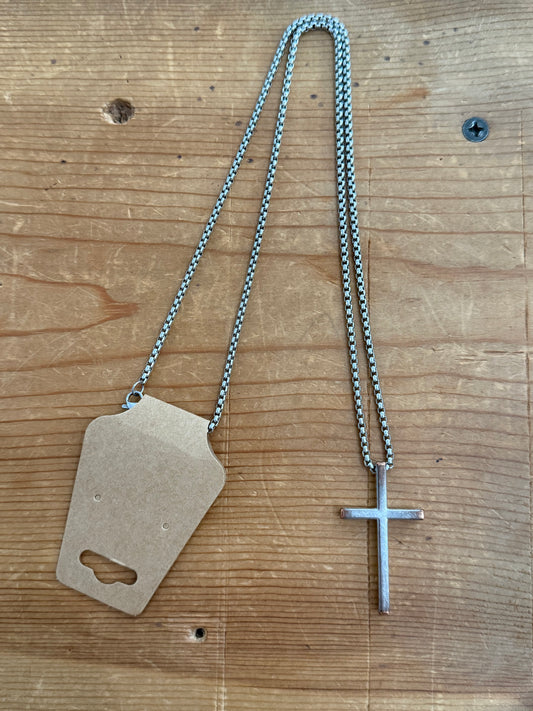 Copper Tipped Stainless Steel Cross Necklace