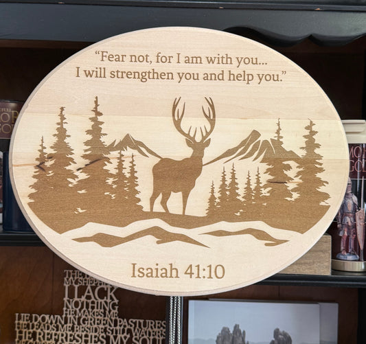 Custom Engraved Isaiah 41:10 Oval Wood Sign