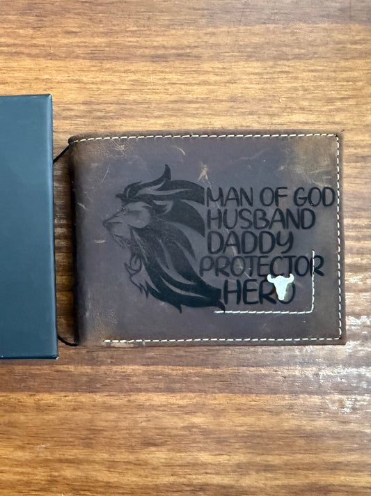 Men’s American Bison Genuine Leather Custom Engraved Wallet
