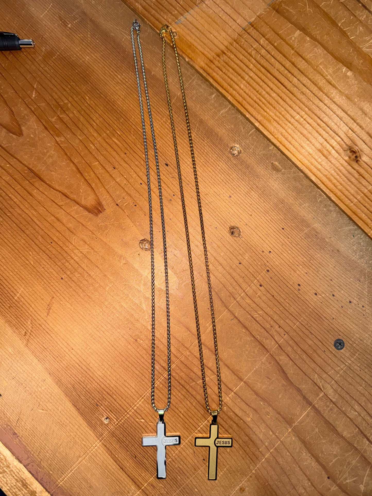 Stainless Steel “Jesus” Cross Necklace