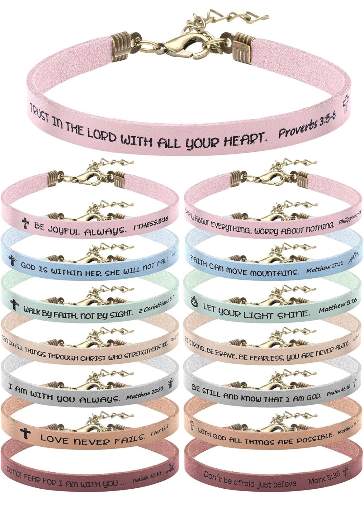 Leather Bible Verse Inspirational Bracelets