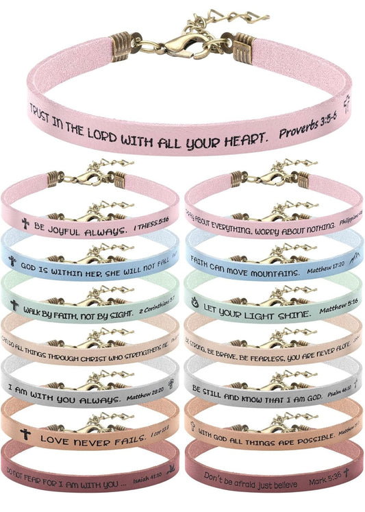 Leather Bible Verse Inspirational Bracelets