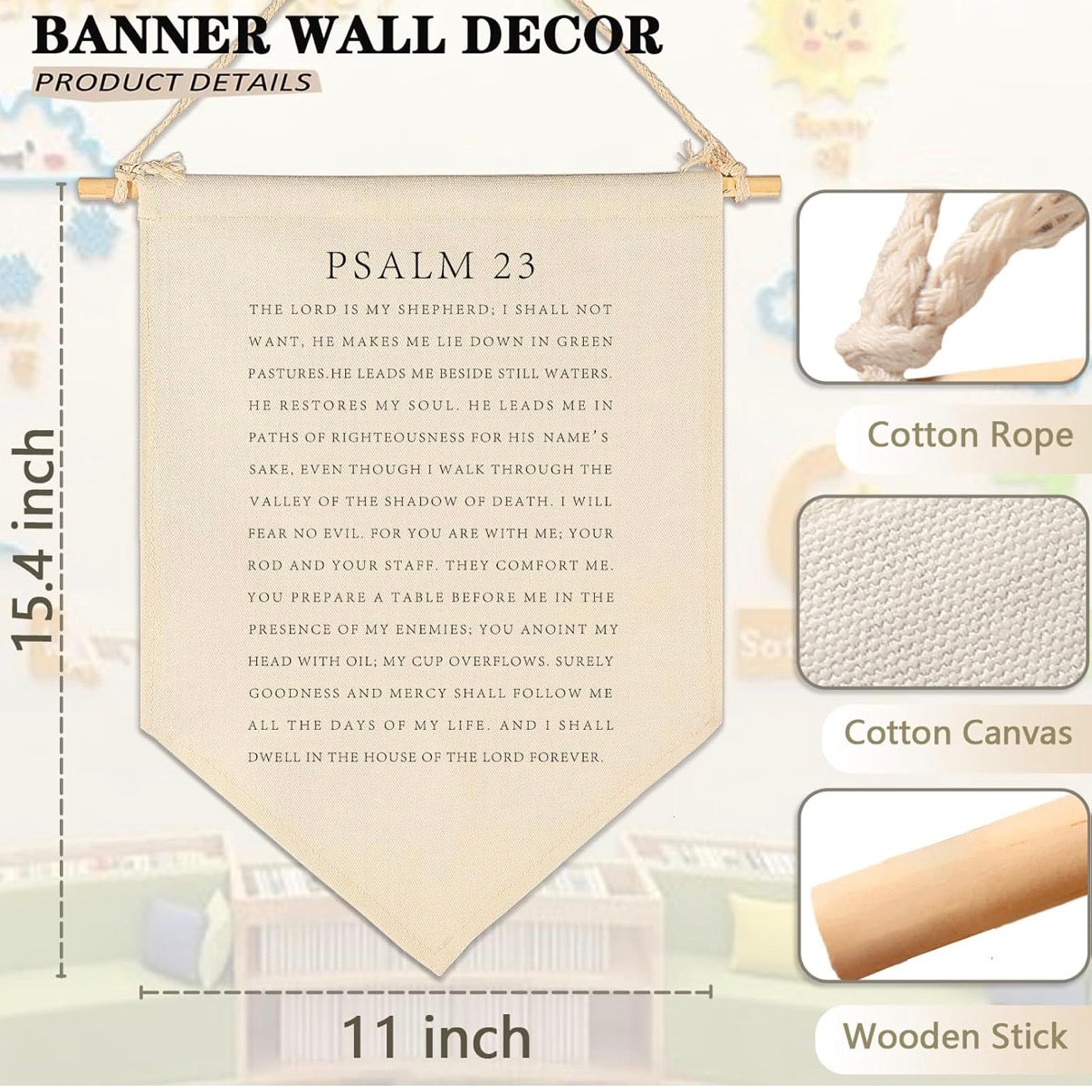 Psalm 23 Canvas Wall Hanging Decor
