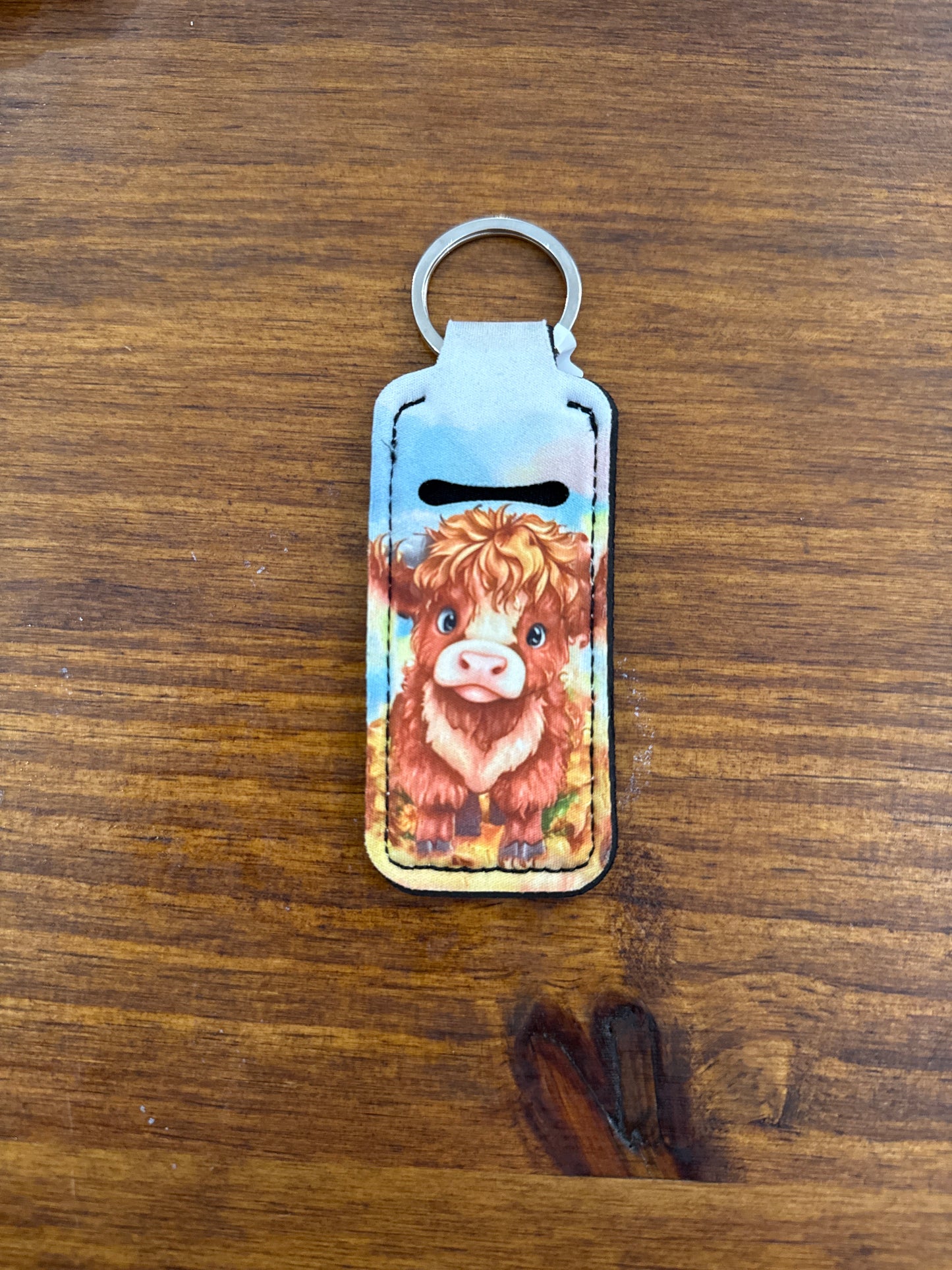 Adorable Highland Cow Chapstick Keychain Holder