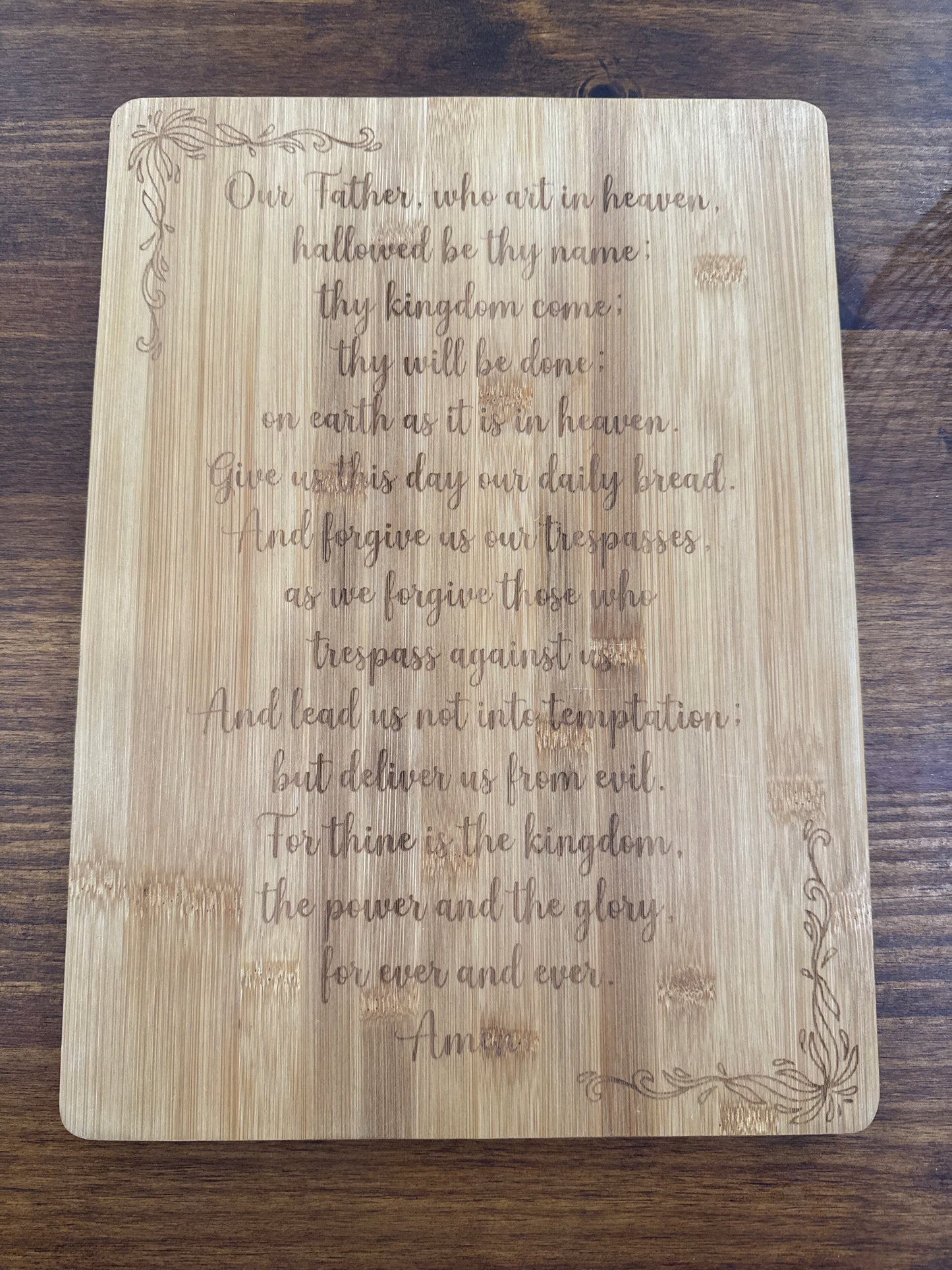 “The Lord’s Prayer” Bamboo Cutting Board