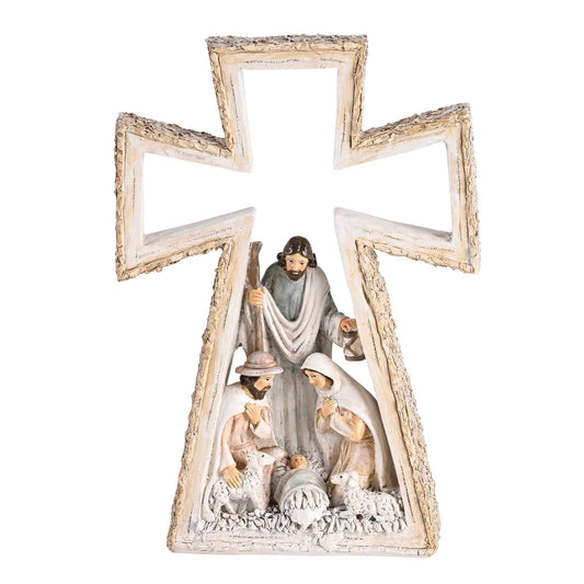 Holy Family Nativity In Cross 9"