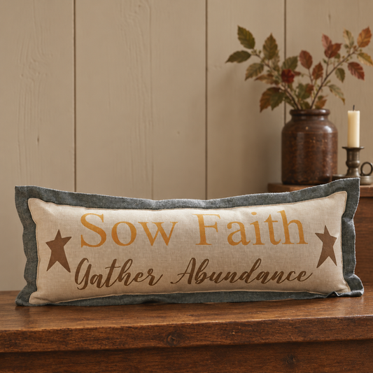 Fall Faith Shelf Sitter Pillow 5x15 Harvest Blessings