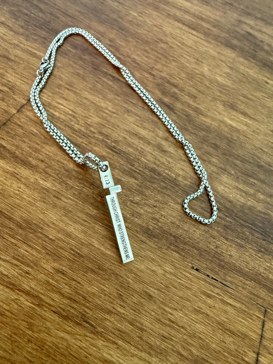 Philippians 4:13 Stainless Steel Cross Necklace