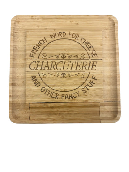 Custom Engraved Bamboo Charcuterie Board with Knife Set